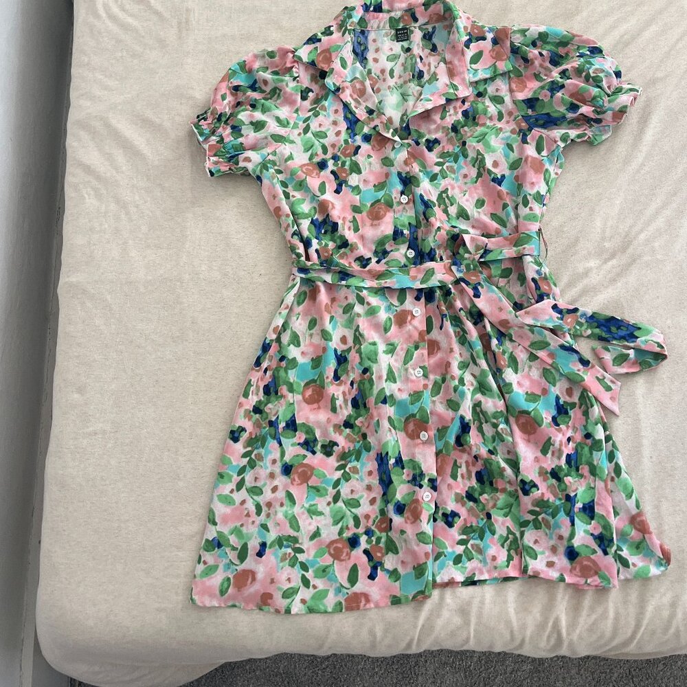 Shein pastel pattern shirt dress size L